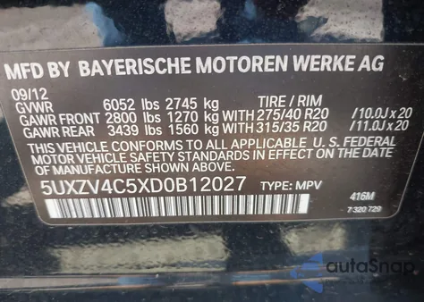 2013 BMW X5 xDrive35I/xDrive35I Premium/xDrive35I Sport Activity from USA, damaged, VIN 5UXZV4C5XD0B12027